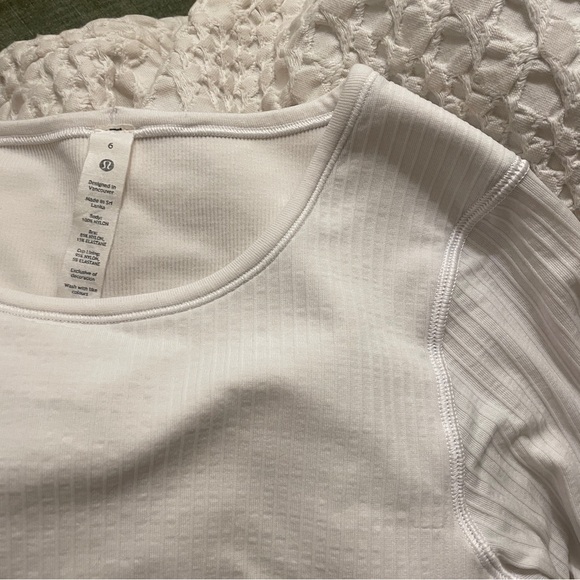 lululemon White Ribbed Long Sleeve Top - Picture 3 of 4